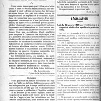 0817 - Page 816 - Partie professionnelle. Médecine sociale. L’Office public d’hygiène sociale de la Seine-Inférieure / Législation. Loi du 12 mars 1920 sur l’extension de la capacité civile des syndicats professionnels