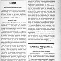 0822 - Page 821 - Partie professionnelle. Chronique de la mutualité. Mutualité et politique / Variétés. Anecdotes médico-militaires. Histoire de poux / Reportage professionnel. Nouvelles et Informations. Maison du médecin