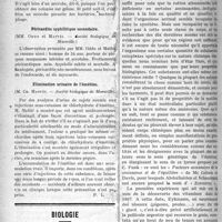0857 - Page 856 - Partie scientifique. Revue des sociétés savantes. Sur le microbe bactériophage de d’Hérelle, (Société de Biologie) / Péricardite syphilitique secondaire, (Société biologique de Marseille) / Elimination urinaire de l’émétine, (Société biologique de Marseille) / Biologie. Les facteurs complémentaires de la croissance et l’équilibre (Vitamines)