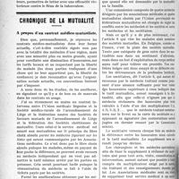0945 - Page 944 - Partie professionnelle. Médecine sociale. L’action administrative et législative en matière de tuberculose pulmonaire / Chronique de la mutualité. A propos d’un contrat médico-mutualiste