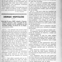 0948 - Page 947 - Partie professionnelle. Chronique de la mutualité. A propos d’un contrat médico-mutualiste / Chronique hospitalière. Décret du 13 mars 1919 relatif à l’ouverture d’un concours pour l'emploi de directeur médecin ou de médecin en chef des Asiles publics d’aliénés de la Seine