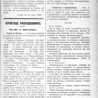 0950 - Page 949 - Partie professionnelle. Documents officiels. Commission consultative médicale du service de l’aéronautique / Reportage professionnel. Nouvelles et Informations. Congrès de Monaco / Conférences d’ophtalmologie