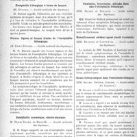 0981 - Page 980 - Partie scientifique. Revue des sociétés savantes. Encéphalite léthargique à forme ambulatoire, (Société médicale des Hôpitaux) / Encéphalite léthargique à forme de hoquet, (Société médicale des hôpitaux) / Formes légères et formes frustes de l’encéphalite léthargique, (Société médicale des hôpitaux) / Encéphalite insomnique, choréo-ataxique, (Société médicale des hôpitaux) / Un cas d’encéphalite myoclonique, puis léthargique, (Société médicale des hôpitaux) / Catatonies, hypertonies, attitudes figées dans l’encéphalite léthargique, (Société médicale des hôpitaux) / Ramollissement cérébral ayant simulé l’encéphalite, (Société médicale des hôpitaux) / Essais thérapeutiques dans l'encéphalite léthargique, (Société médicale des hôpitaux)