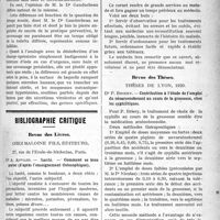 0998 - Page 997 - Partie scientifique. Hygiène et prophylaxie. La prophylaxie sanitaire individuelle / Bibliographie critique. Revue des Livres. Santé. — Comment se bien porter (d’après l’enseignement théosophique), par Dr A. Auvard, Chez Maloine Fils, éditeurs, Paris / Carnet-calendrier de traitement antisyphilitique, par Dr Gougerot, Chez Maloine Fils, éditeurs, Paris / Revue des Thèses. Thèses de Lyon, 1920. Contribution à l’étude de l’emploi du néoarsenobenzol au cours de la grossesse, chez les syphilitiques, par Dr P. Briery,