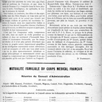 1012 - Page 1011 - Partie professionnelle. Chronique de l'enseignement. Les cathédraliques. Les inaugurations professorales. Quelques suggestions, par le Dr Dartigues / Mutualité familiale du corps médical français. Réunion du Conseil d’Administration, 30 mars 1920