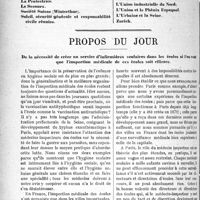 1037 - Page 1036 - Tarif Dubief. Prorogation de la majoration provisoire de 100 % / Propos du jour. De la nécessité de créer un service d’infirmières scolaires dans les écoles si l’on veut que l’inspection médicale de ces écoles soit efficace [J. Noir]