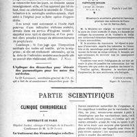 1039 - Page 1038 - Propos du jour. De la nécessité de créer un service d’infirmières scolaires dans les écoles si l’on veut que l’inspection médicale de ces écoles soit efficace [J. Noir] / Partie scientifique. Clinique chirurgicale. Université de Paris, Hôpital Necker, clinique d’Urologie de la Faculté: Conférence de M. le Dr Janet. Le traitement des blennorrhagies rebelles