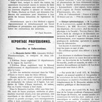 1079 - Page 1078 - Partie professionnelle. Jurisprudence médicale. Accidents du travail. — Le cumul doit être appliqué dans le cas de pansements [Dr Paul Boudin] / Reportage professionnel. Nouvelles et Informations. Le Memento Cartier 1920 / Clinique ophtalmologique