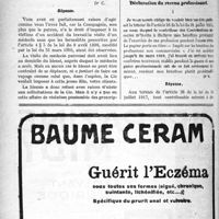 1159 - Page 1158-VI - Correspondance. Le blessé du travail n’est pas obligé de se déplacer pour recevoir le médecin du patron / Déclaration au revenu professionnel