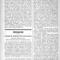 1173 - Page 1172 - Partie scientifique. Clinique médicale. Université de Bordeaux, Hôpital St-André : M. Arnozan. Un cas d’encéphalite léthargique / Psychiatrie. A propos du traitement des toxicomanies, par le Dr Paul Sollier