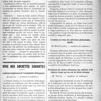 1184 - Page 1183 - Partie scientifique. Thérapeutique. Le traitement du paludisme sans la quinine, par le Dr H. Roziés / Revue des sociétés savantes. L’évolution serpigineuse de l’encéphalite léthargique, (Académie de médecine) / Traitement de l’encéphalite léthargique par les injections d’essence de térébenthine, (Académie de médecine) / L’acidose au cours des affections abdominales aiguës, (Académie de médecine) / Traitement des ulcères variqueux, des métrites et du chancre simple par les sels de terres cériques, (Académie de médecine)