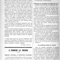 1241 - Page 1240 - Partie scientifique. Faits cliniques. Remarques sur trois cas d’encéphalite dite léthargique / A travers la presse. Néphrites chroniques et hypertrophie prostatique [(Journ. de méd. et de chir. prat, 10 mars 1920)] / Traitement du rhumatisme articulaire aigu par les injections intra-veineuses de salicylate de soude [(Languedoc méd, 10 mars 1920)] / Les syndromes rénaux de l’asystolie [(Paris Médical)]