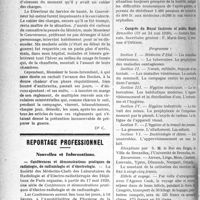 1335 - Page 1334 - Partie professionnelle. Variétés. Anecdotes de guerre. Le cahier des charges / Reportage professionnel. Nouvelles et Informations. Conférences et démonstrations pratiques de radiologie, de radiumlogie et d’électrologie / Concours pour une place 1 de chirurgien des hôpitaux d’Amiens / Congrès du Royal Institute of publie Health / Memento Cartier