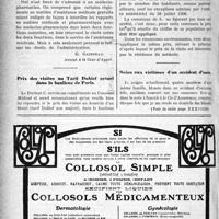 1481 - Page VIII-1480 - Correspondance. L’exercice simultané dc la médecine et de la pharmacie / Prix des visites au Tarif Dubief actuel dans la banlieue de Paris / Soins aux victimes d’un accident d’auto