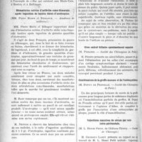1505 - Page 1504 - Partie scientifique. Revue des sociétés savantes. Paris. Organisation de l’enseignement de l’hygiène, (Académie de médecine) / Hématuries suivies d’arthrite coxo-fémorale après ingestion de hautes doses d’urotropine, (Académie de médecine) / Complications des otites et syphilis, (Acad. de Médecine) / Rupture traumatique de l’urèthre avec déchirure du rectum, (Société des Chirurgiens de Paris) / Gros calcul biliaire spontanément expulsé, (Société des Chirurgiens de Paris) / Combinaison de la greffe osseuse et de l’ostéosynthèse, (Société des Chirurgiens de Paris) / Injections massives de sérum par voie intra-péritonéale, (Société de Chirurgie)