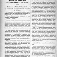 1513 - Page 1512 - Partie professionnelle. Mutualité familiale du corps médical Français. Lettre sur la Mutualité Familiale. La combinaison donnant l’indemnité journalière de 20 francs