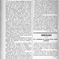 1585 - Page 1584 - Partie professionnelle. Puériculture. Conférence nationale de la Ligue contre la mortalité infantile / Déontologie. Les conditions de cession d’une clientèle médicale