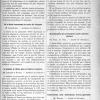 1630 - Page 1629 - Partie scientifique. Revue des sociétés savantes. Traitement de l’épilepsie par le tartrate borico-potassique, (Académie de médecine) / Sur le décret concernant la vente des toxiques, (Académie de médecine) / La méthode de Milne dans les fièvres éruptives, (Académie de médecine) / Corps étranger du cerveau (lame de couteau), (Société de chirurgie) / Radiographies des articulations après injection gazeuse, (Société de chirurgie) / Interventions pour perforations d’ulcus gastrique, (Société de chirurgie)
