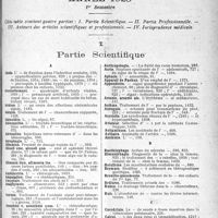 1646 - Page 1647 - Table des matières contenues dans le «concours médical». Année 1920, (1ère Semestre). Partie Scientifique
