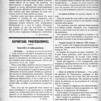 1703 - Page 1710 - Partie professionnelle. La vie syndicale et professionnelle. Le médecin et les grèves / Reportage professionnel. Nouvelles et informations. Nécrologie [Madames Alphen-Salvador, Vve Emile Alphen Salvador] / Le Dr Simonin / La saison de Vichy / Congrès français de médecine (XVe session) / Ecole de médecine de Clermont