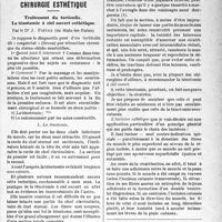 1726 - Page 1733 - Partie scientifique. Travail original. Chirurgie esthétique. Traitement du torticolis. La ténotomie à ciel ouvert esthétique, par le Dr J. Fiévez. La ténotomie