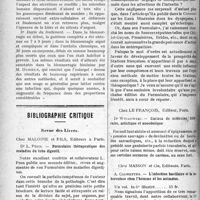 1801 - Page 1808 - Partie scientifique. Thérapeutique appliquée. De l’action de l’iode colloïdal électro-chimique en suspension huileuse dans la blennorragie et l'urétrite chronique / Bibliographie critique. Revue des Livres. Formulaire thérapeutique des maladies du tube digestif, par Dr L. Pron, Chez Maloine et Fils, Editeurs à Paris / Curiosa de médecine littéraire, artistique et anecdotique, par Dr Witkowski, Chez le François, Editeur, Paris / L’infection bacillaire et la tuberculose chez l’homme et les animaux, par A. Calmettes, chez Masson et Cie, Editeurs, Paris