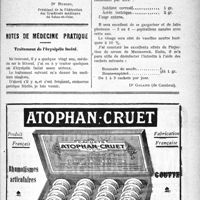 1820 - Page XXV-1827 - Office de Renseignements du « Concours. Aux confrères de V... A propos du tarif des vaccinations gratuites / Notes de médecine pratique. Traitement de l’érysipèlefacial