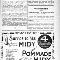 1830 - Page V-1837 - Demandes et offres / L’Agenda-Memento du Praticien 1921 / Correspondance. Accident survenu à un ouvrier en allant à son travail