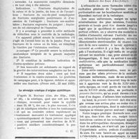 1851 - Page 1858 - Partie scientifique. A travers la presse. Réduction des fractures par un procédé non sanglant [(Presse méd. 22 mai 1920)] / La névralgie sciatique d’origine syphilitique [(Gaz. des hôp. 1920, n° 46)] / Crénothérapie. La méthode de Bier combinée au traitement thermal sulfureux dans la cure des arthropathies chroniques
