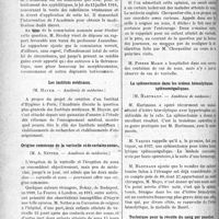 1917 - Page 1924 - Partie scientifique. Revue des sociétés savantes. Sur le décret de 1916 relatif aux substances vénéneuses, (Académie de médecine) / Les instituts médicaux, (Académie de médecine) / Origine commune de la varicelle et de certains zonas, (Académie de médecine) / La splénectomie dans les ictères hémolytiques splénomégaliques, (Académie de médecine) / Technique pour la récolte du sang par ponction veineuse, (Société de biologie)