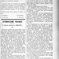 2038 - Page 2045 - Partie professionnelle. Mutualité familiale du corps médical Français. Réunion du Conseil d’Administration, 29 juin 1920 / Automobilisme pratique. Le véhicule médical en 1920-1921