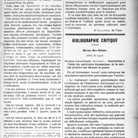 2082 - Page 2089 - Partie scientifique. Thérapeutique appliquée. Traitement des diarrhées et dysenteries estivales / Bibliographie critique. Revue des thèses. Thèse de Lyon. Contribution à l’étude des anévrismes traumatiques de la carotide primitive par blessure de guerre, par Docteur Léon-Benoit Jeannin / Le gargouillement caecal dans l’appendicite chronique, par Dr Frédéric Corret
