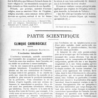 2125 - Page 2132 - Propos du jour. L’hygiène, religion nouvelle / Partie scientifique. Clinique chirurgicale, Hôtel-Dieu : M. le professeur Hartmann. L’occlusion intestinale