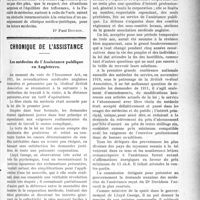 2148 - Page 2155 - Partie professionnelle. Jurisprudence médicale. Le refus de soins engage-t-il la responsabilité du médecin ? [Dr Paul Boudin] / Chronique de l’assistance. Les médecins de l’Assistance publique en Angleterre