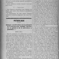 2303 - Page 2310 - Partie scientifique. Revue des sociétés savantes. Les possibilités actuelles d’extinction des virus vénériens, (Société de Médecine publique) / Phtisiologie. Quelques considérations sur la pathogénie et le traitement des maladies infectieuses en général et de la tuberculose en particulier, (Suite et fin)