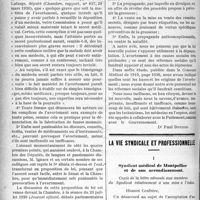 2309 - Page 2316 - Partie professionnelle. Législation sociale. Loi réprimant la provocation à l’avortement et à la propagande anticonceptionnelle / La vie syndicale et professionnelle. Syndicat médical de Montpellier et de son arrondissement