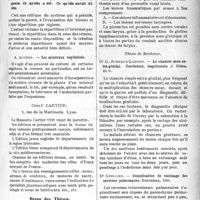 2368 - Page 2375 - Partie scientifique. Bibliographie critique. Revue des livres. La répartition des blessés de guerre. Ce qu’elle a été. Ce qu’elle aurait dû être, par Dr Louis Dor, Chez A. Maloine et Fils / Les minéraux végétalisés, par A. Aucher / Revue des Thèses. Thèse de Paris. Traumatismes du larynx et phonation, par Dr Lefranc, Paris, Éditions médicales, 1920 / Thèses de Bordeaux. Le chancre mou extra-génital, par Dr G. Jumeaux-Lafond, Bordeaux, imprimerie J. Bière / Complication de voisinage des cavernes pulmonaires, par Dr Grellier, Bordeaux, 1920
