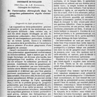2407 - Page 2414 - Partie scientifique. Clinique chirurgicale, Université de Toulouse, Hôtel-Dieu : M. J. -P. Tourneux. De l'intervention chirurgicale dans les gangrènes pulmonaires aiguës circonscrites. Diagnostic du foyer gangreneux