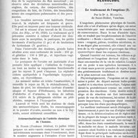 2419 - Page 2426 - Partie scientifique. A travers la presse. L’aménorrhée accidentelle [(Gaz, des Hop. n° 60, 1920)] / Autovaccinothérapie de l’urétrite chronique de l’homme [(Toulouse Médical, 15 juillet 1920)] / Neurologie. Le traitement de l’angoisse
