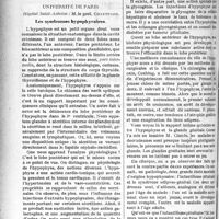2471 - Page 2478 - Partie scientifique. Clinique médicale, Université de Paris, Hôpital Saint-Antoine : M. le prof. Chauffard. Les syndromes hypophysaires