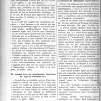 2483 - Page 2490 - Partie scientifique. A travers la presse. L’émétine et le traitement des hémoptysies [(Journ. de Méd. et de chir. prat. 25 juillet 1920)] / Un nouveau signe des épanchements thoraciques ou « signe du frottement sec » [(Journ. de Méd. de Bordeaux, 25 juillet 1920)] / Le traitement de l’adénopathie trachéo-bronchique [(Péd. prat. 25 juillet 1920)]