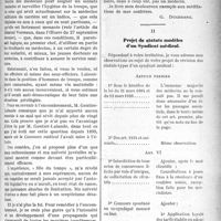 2568 - Page 2575 - Partie Professionnelle. La vie syndicale et professionnelle. Encore et toujours l’encombrement / Projet de statuts modèles d’un Syndicat médical