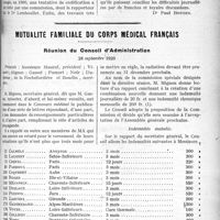 2572 - Page 2579 - Partie Professionnelle. La vie syndicale et professionnelle. Projet de statuts modèles d’un Syndicat médical / Mutualité familiale du corps médical français. Réunion du Conseil d’Administration, 28 septembre 1920