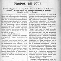 2596 - Page 2603 - Assemblées générales / Propos du Jour. Questions d’hygiène et de prophylaxie. Projets en France et Réalisations à l’étranger ; la lutte contre les maladies vénériennes en Belgique ; l’hygiène scolaire en Pologne [J. Noir]