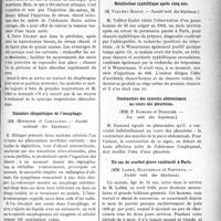 2618 - Page 2625 - Partie Scientifique. Revue des sociétés savantes. Diastasis tibio-péronier traité par le vissage, (Société de chirurgie) / Sur les injections intra-péritonéales de sérum, (Société de chirurgie) / Dilatation idiopathique de l’oesophage, (Société médicale des hôpitaux) / Réinfection syphilitique après cinq ans, (Société méd. des hôpitaux) / Contracture des muscles abdominaux au cours des pleurésies, (Soc. méd. des hôpitaux) / Un cas de scorbut grave contracté à Paris, (Société méd. des hôpitaux)