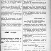2692 - Page 2699 - Partie Professionnelle. La vie syndicale et professionnelle. Projet de statuts de Fédération départementale de Syndicats médicaux / Hygiène publique. Pourquoi la collaboration des pouvoirs publics et du corps médical pour l’organisation de l’hygiène publique est-elle difficile ?