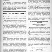 2749 - Page 2756 - Partie Scientifique. Hygiène alimentaire. Dangereux accidents causés par l’absorption de gâteaux à la crème (Saint-Honoré, choux et cornets à la crème, flans, sauce mayonnaise) / Revue des Sociétés Savantes. La tuberculose des nourrissons et sa prophylaxie, (Académie de méd) / La ponction lombaire dans l’intoxication oxycarbonée, (Académie de médecine) / Angine de poitrine guérie par résection du sympathique, (Académie de médecine)