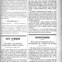 2810 - Page 2817 - Partie Scientifique. Revue des sociétés savantes. Les anémies à infections multiples, en Annam, (Académie de Médecine) / Ostéosynthèse par vis, (Société de chirurgie) / Faits cliniques. Note relative aux injections hypodermiques d’huile camphrée / Phtisiothérapie. De la valeur de l'inhalation dans la thérapeutique des maladies du poumon, (Suite et fin)