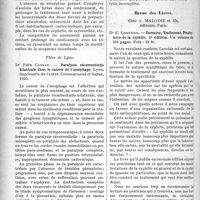 2813 - Page 2820 - Partie Scientifique. Bibliographie critique. Revue des Thèses. Thèse de Paris. Traitement de la dysenterie amibienne par les pansements rectaux à base de novarsénobenzol, par Dr Olivier Taillandier. Paris, Imprimerie Polyglotte N. L. Danzig, 1920 / Thèse de Lyon. Paralysie récurrentielle bilatérale dans le cancer de l'oesophage, par Dr Félix Cassan. Lyon, imprimerie du Centre, Commarmond et Sallaz, 1920 / Revue des Livres. Domaine, Traitement, Prophylaxie de la syphilis, par Dr E. Leredde, A. Maloine et fils, éditeurs, Paris