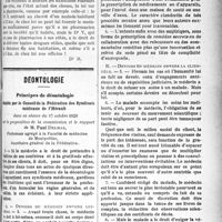 2824 - Page 2831 - Partie Professionnelle. L'exercice de la pharmacie. Autour de la proposition de loi Vincent / Déontologie. Principes de déontologie adoptés par le Conseil de la Fédération des Syndicats médicaux de l’Hérault
